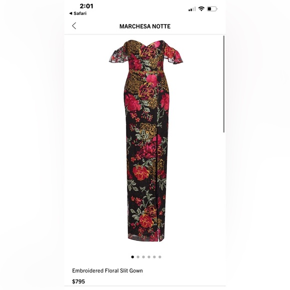 Embroidered Floral Slit Gown - Picture 3 of 5